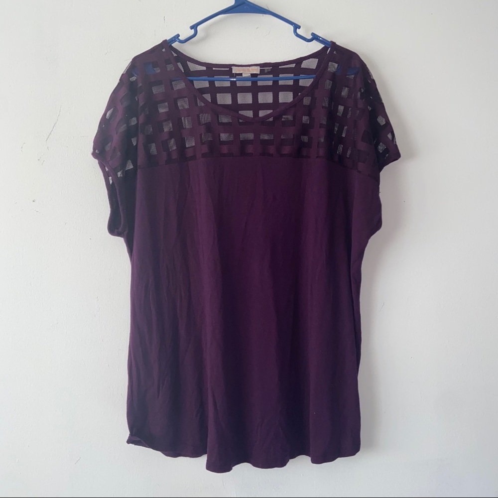 2X Claudia Richard Purple Mesh Blouse Top